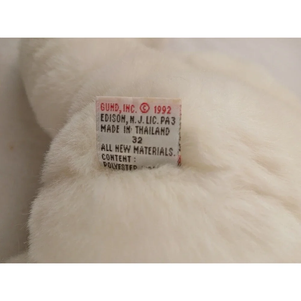 Vintage GUND Collector's Classic White Teddy Bear 1992 Brown Nose & Eyes